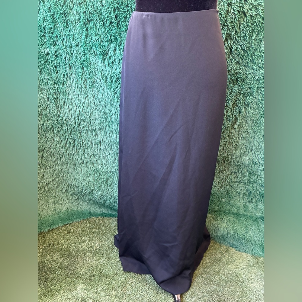 Vintage Linda Allard Ellen Tracy Size 12 100% Silk Black Maxi Skirt
